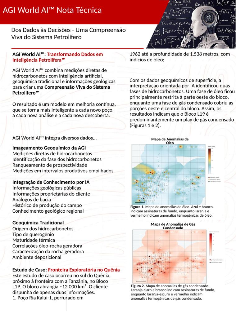 Nota técnica AGI World AI: mapas de anomalias de óleo e de gás condensado no Bloco L19, Quênia